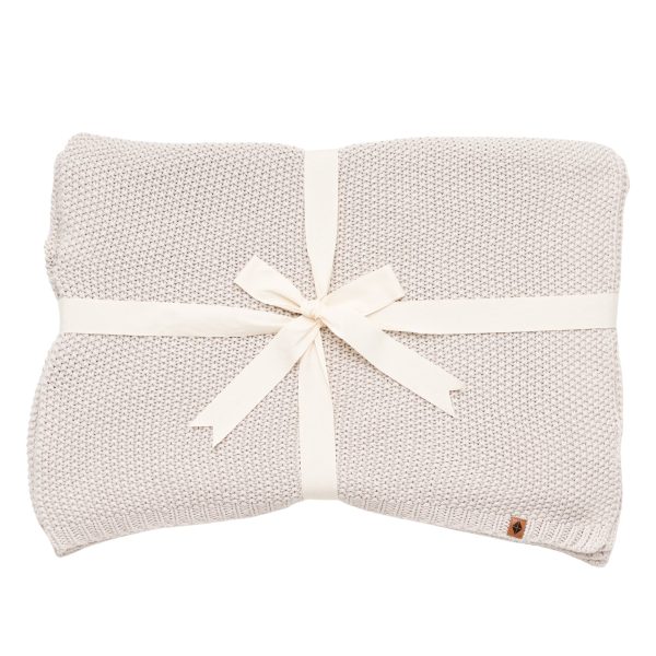 Chunky Knit Youth Blanket in Oat Online now