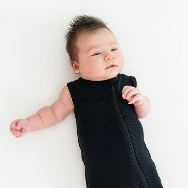 Ribbed Zippered Sleeveless Romper in Midnight Discount - Image 3