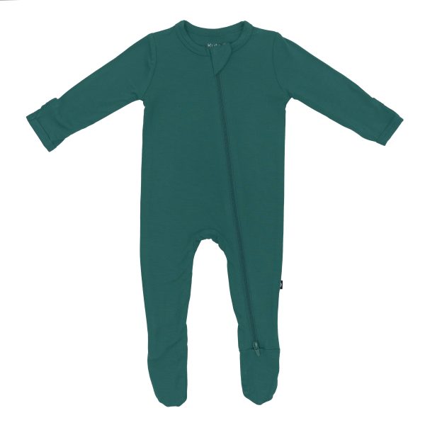 Zippered Footie in Emerald Discount - Image 2